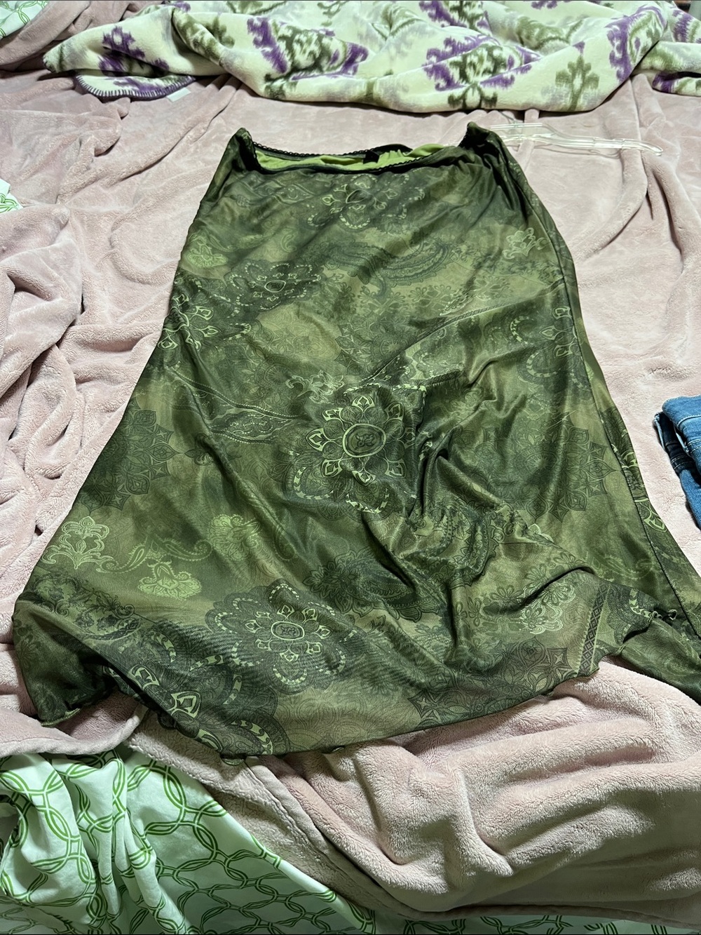 SHEIN Olive Green Paisley Maxi Skirt